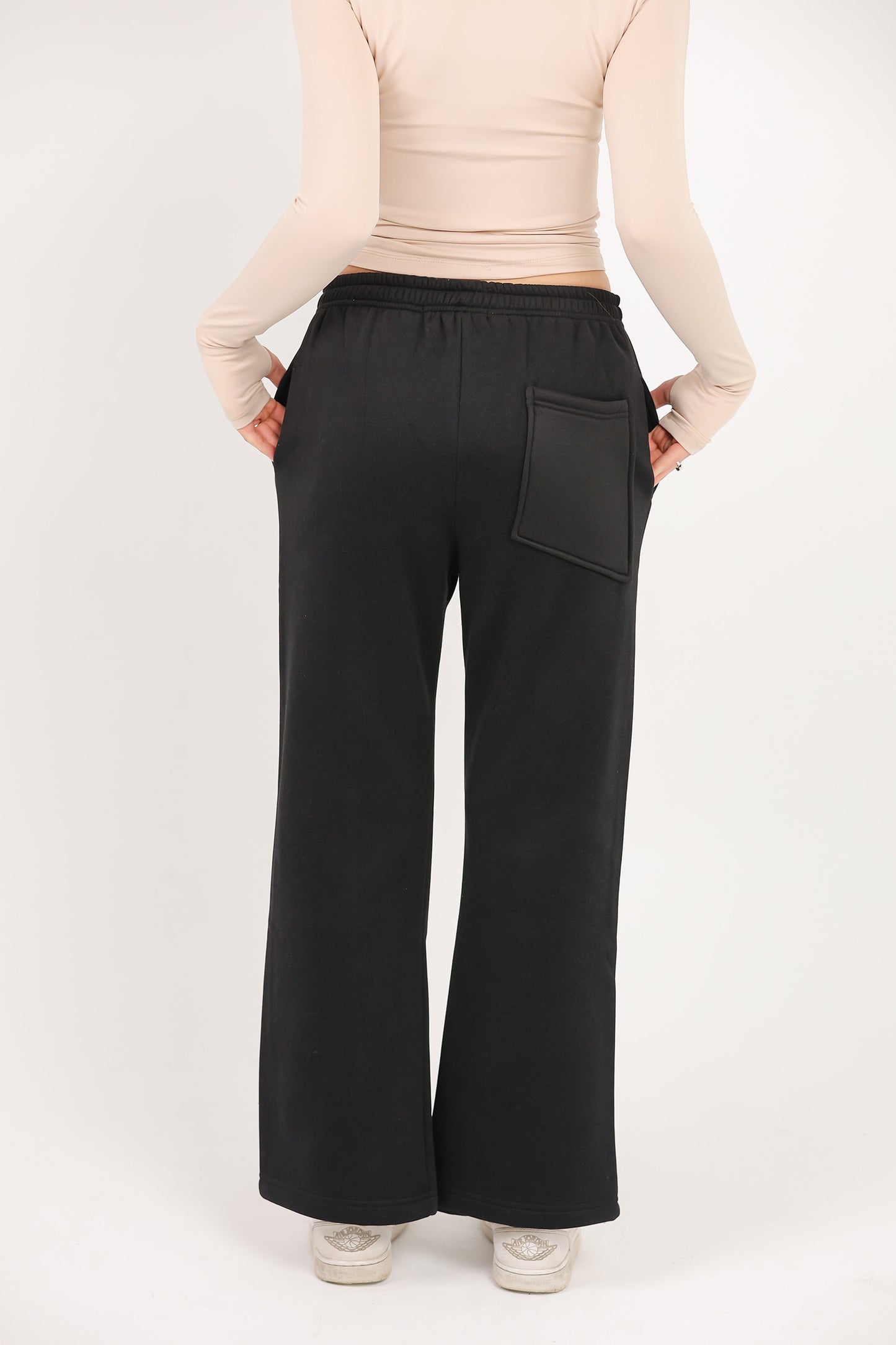 Relaxed Fit Wide-Leg Pants with Side Slits