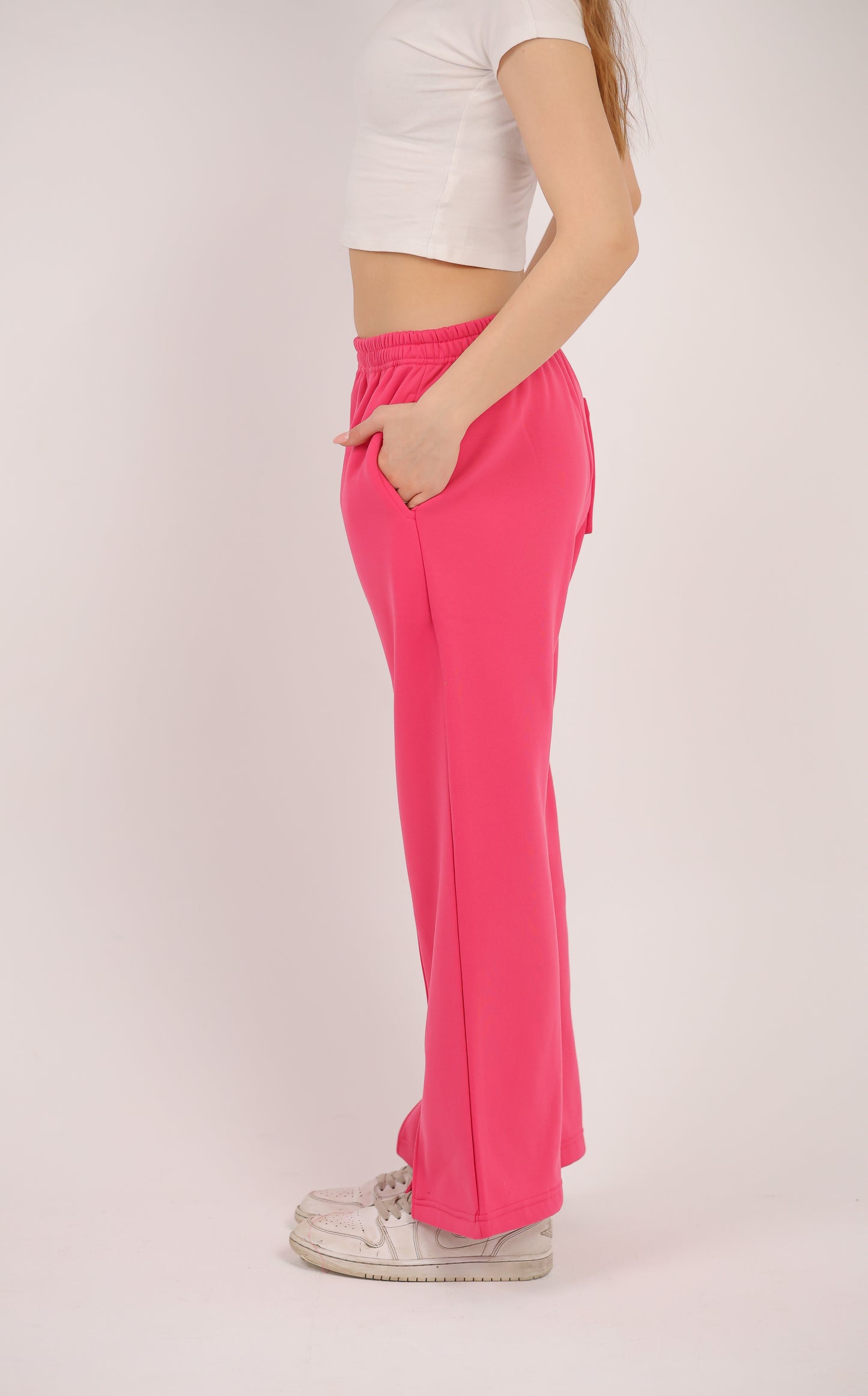 Relaxed Fit Wide-Leg Pants with Side Slits