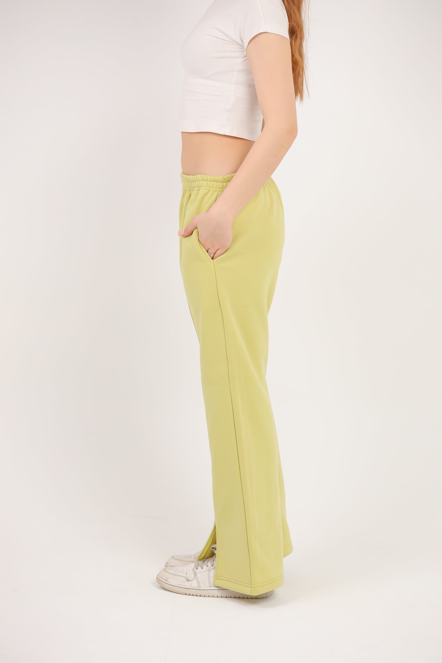 Relaxed Fit Wide-Leg Pants with Side Slits