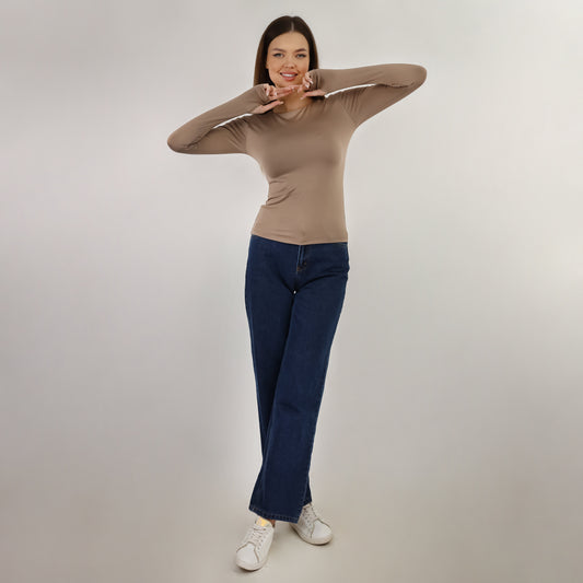 Cafe Long Sleeve Top With Finger Hole
