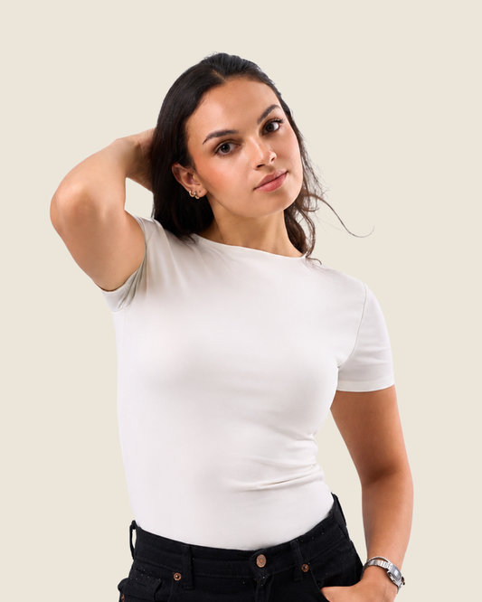 Crewneck Short Sleeve Top - Off-White