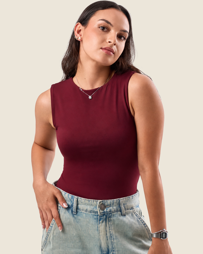 Crewneck Tank Top - Burgundy