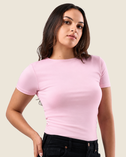 Crewneck Short Sleeve Top - Rose