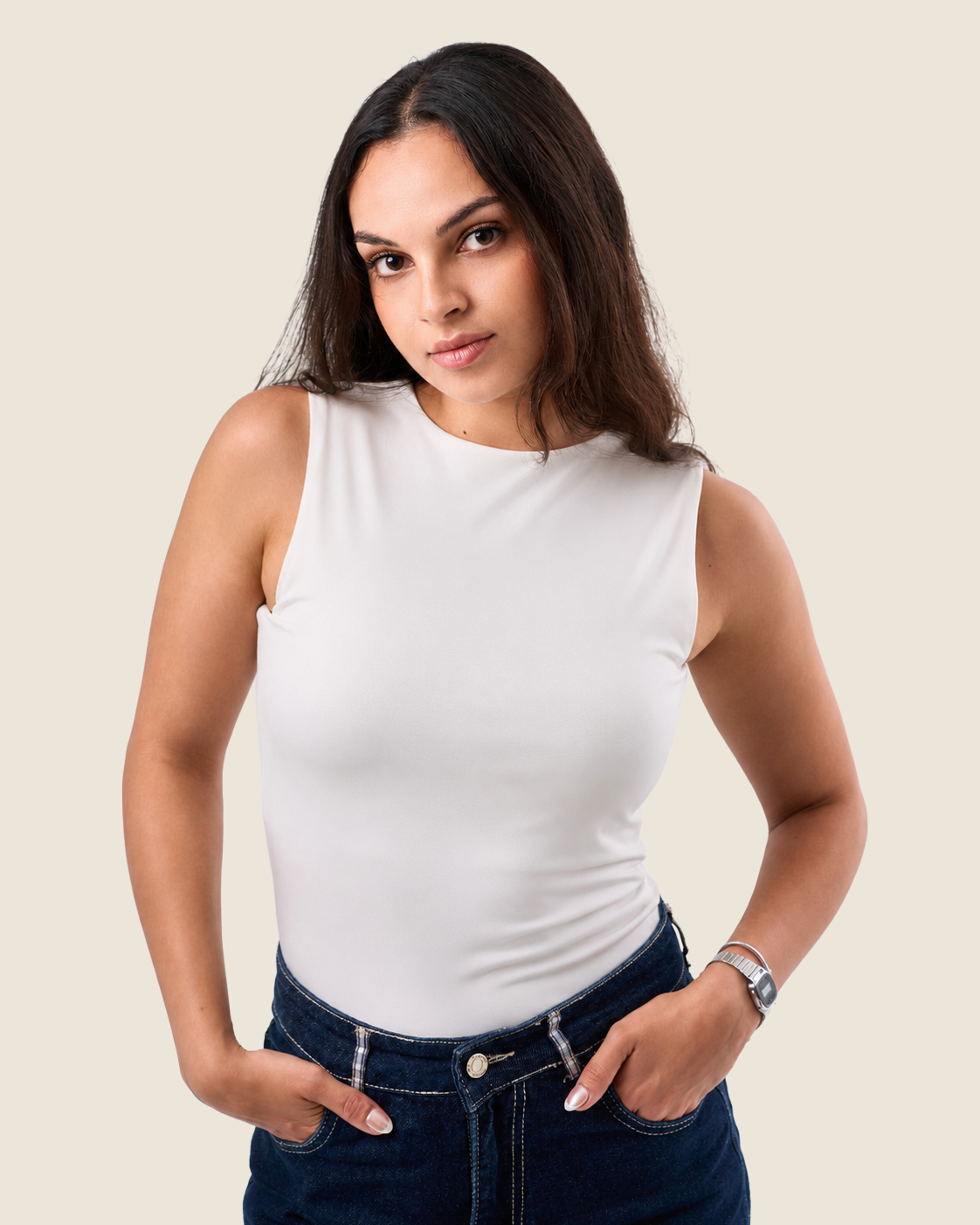Crewneck Tank Top - Off-White