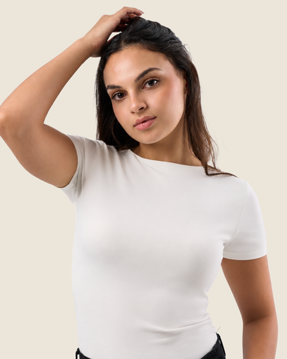 Crewneck Short Sleeve Top - Off-White