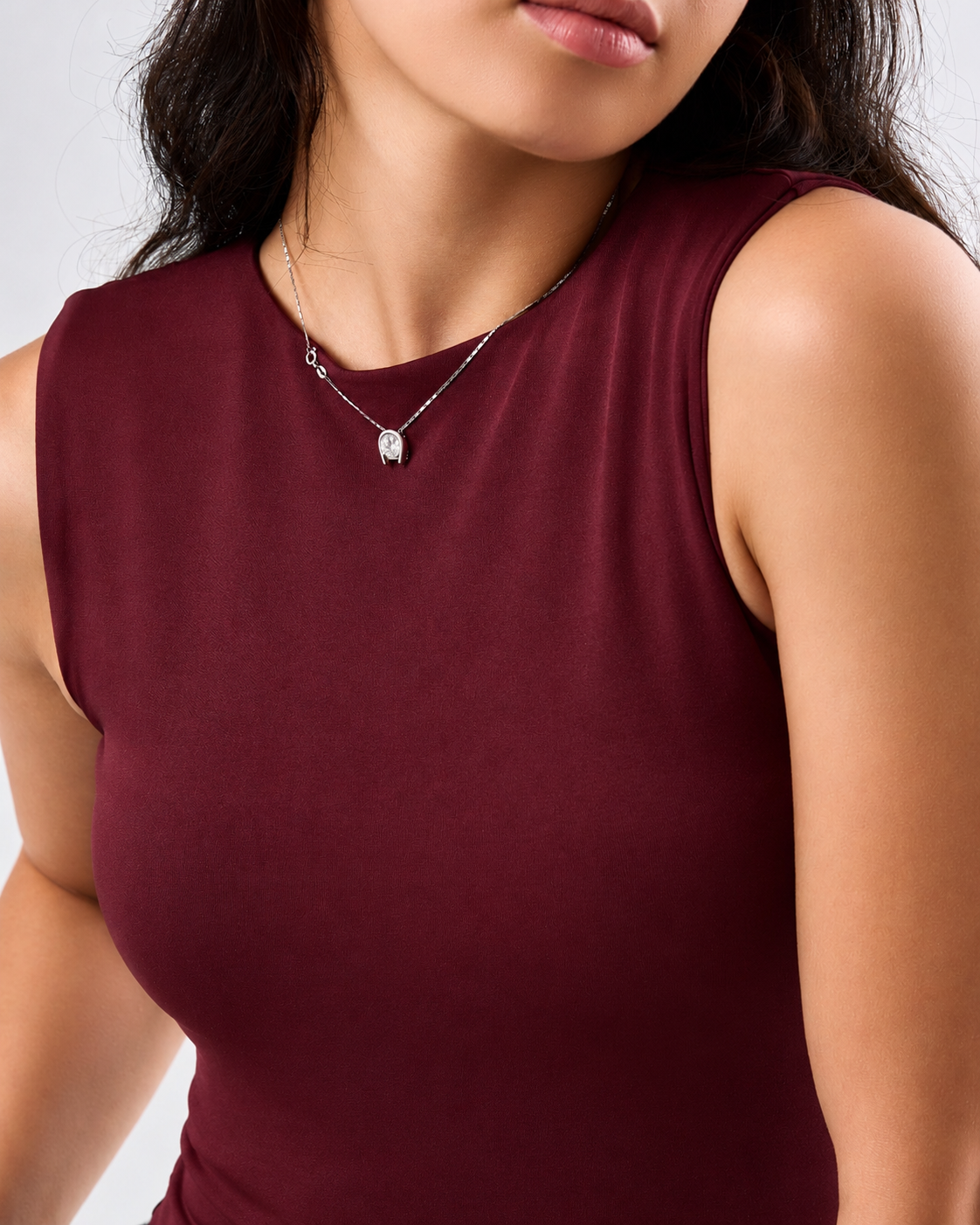 Crewneck Tank Top - Burgundy