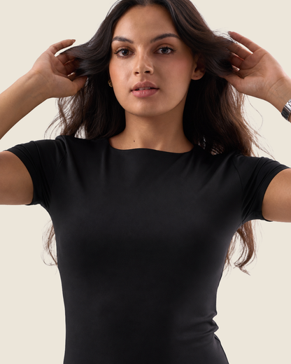 Crewneck Short Sleeve Top - Black