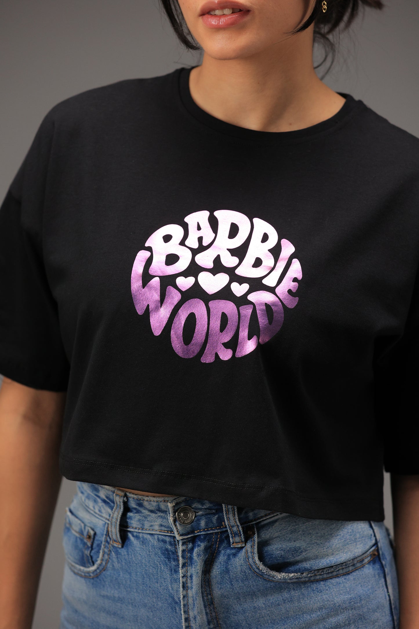 Barbie World Oversized Cropped T-shirt