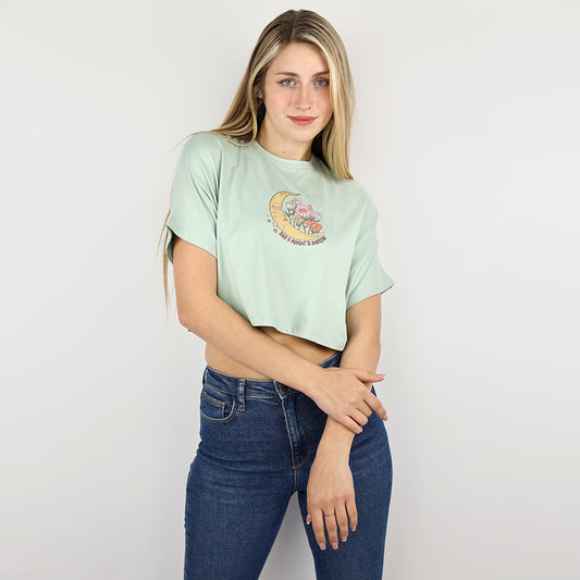 Cropped T-Shirt – Moonlit Floral Print