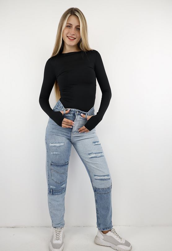Black Long Sleeve Top With Finger Hole
