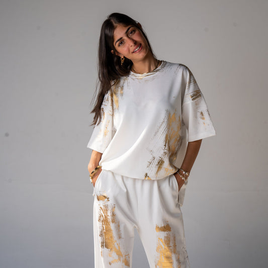 Metallic Suit Oversized T-shirt, Set of 2 Pieces