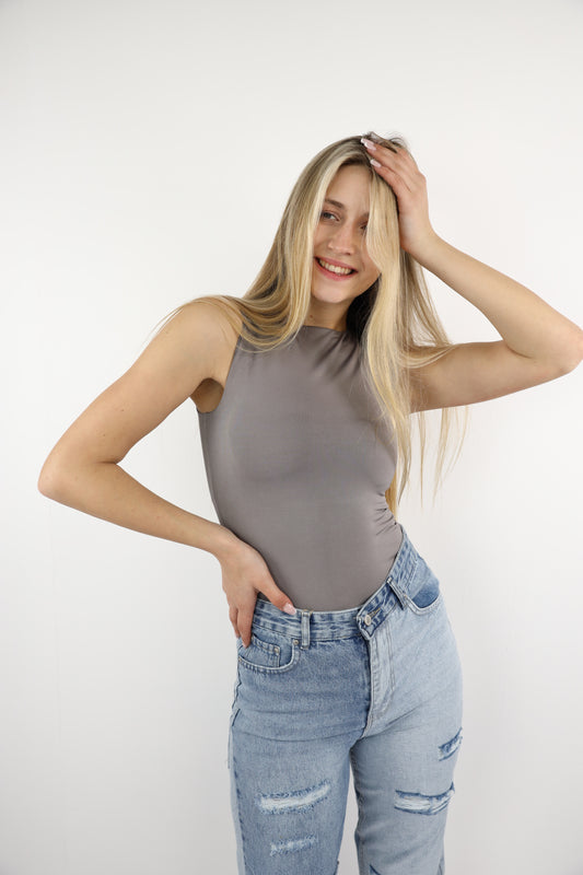 Grey Crewneck Tank Top