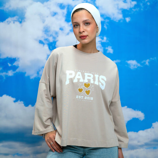 Paris Oversized Wide Long Sleeve Top